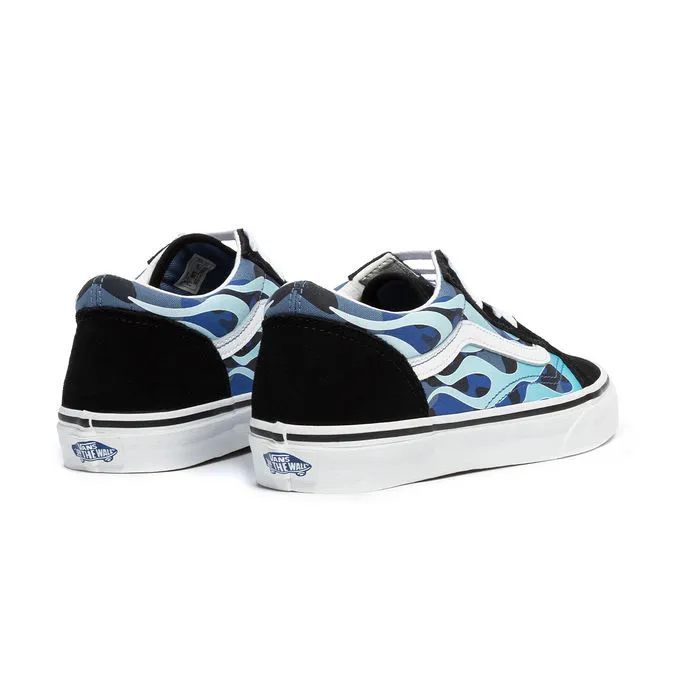 Camouflage Shoes for Kids - Blue Ice Camo with Flame Design