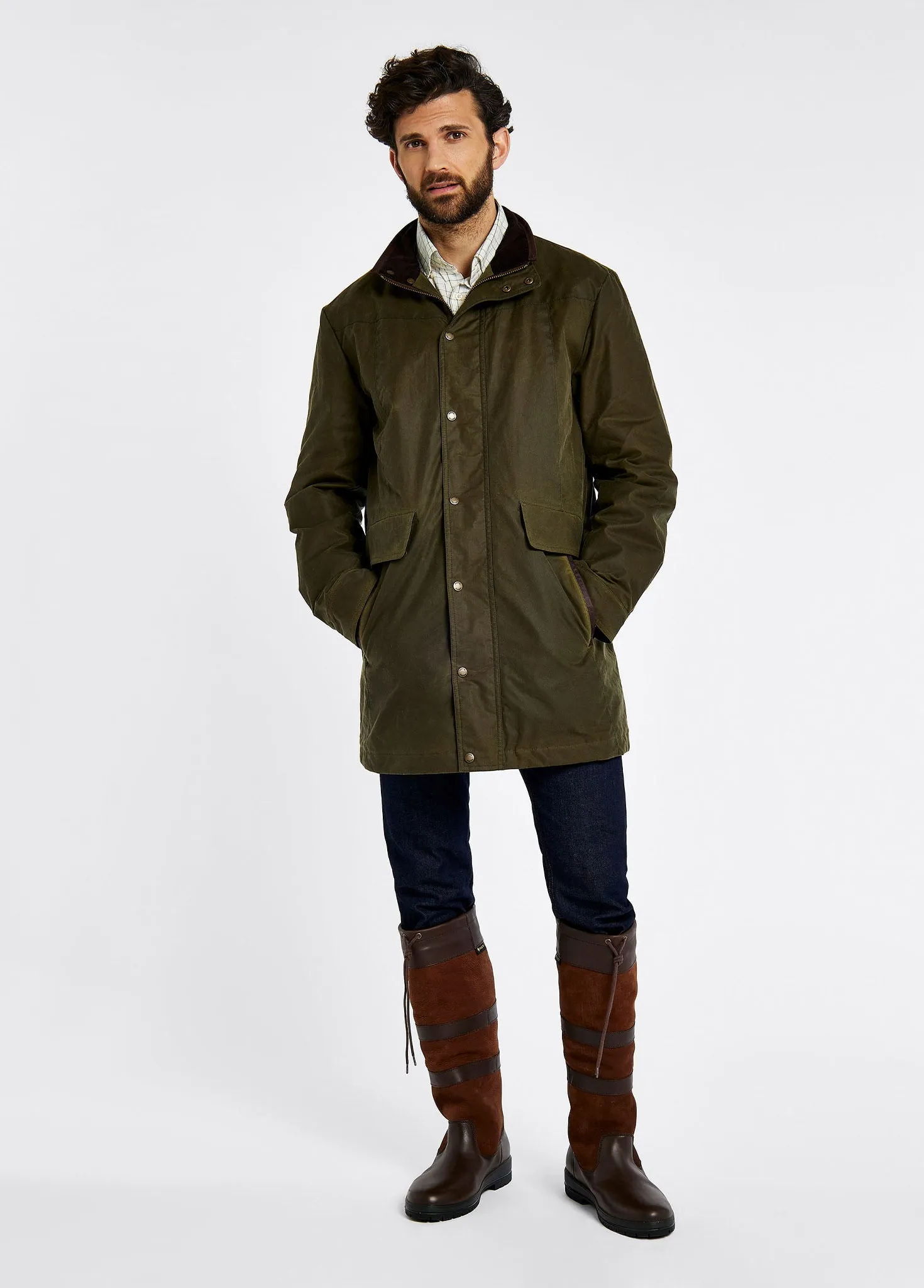 Chalkhill Men's Long Wax Jacket - Fennel