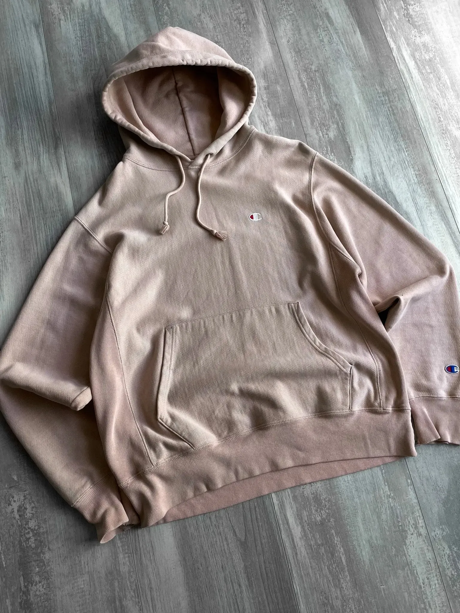 Champion Reverse Weave Pink Biege Hoodie - M