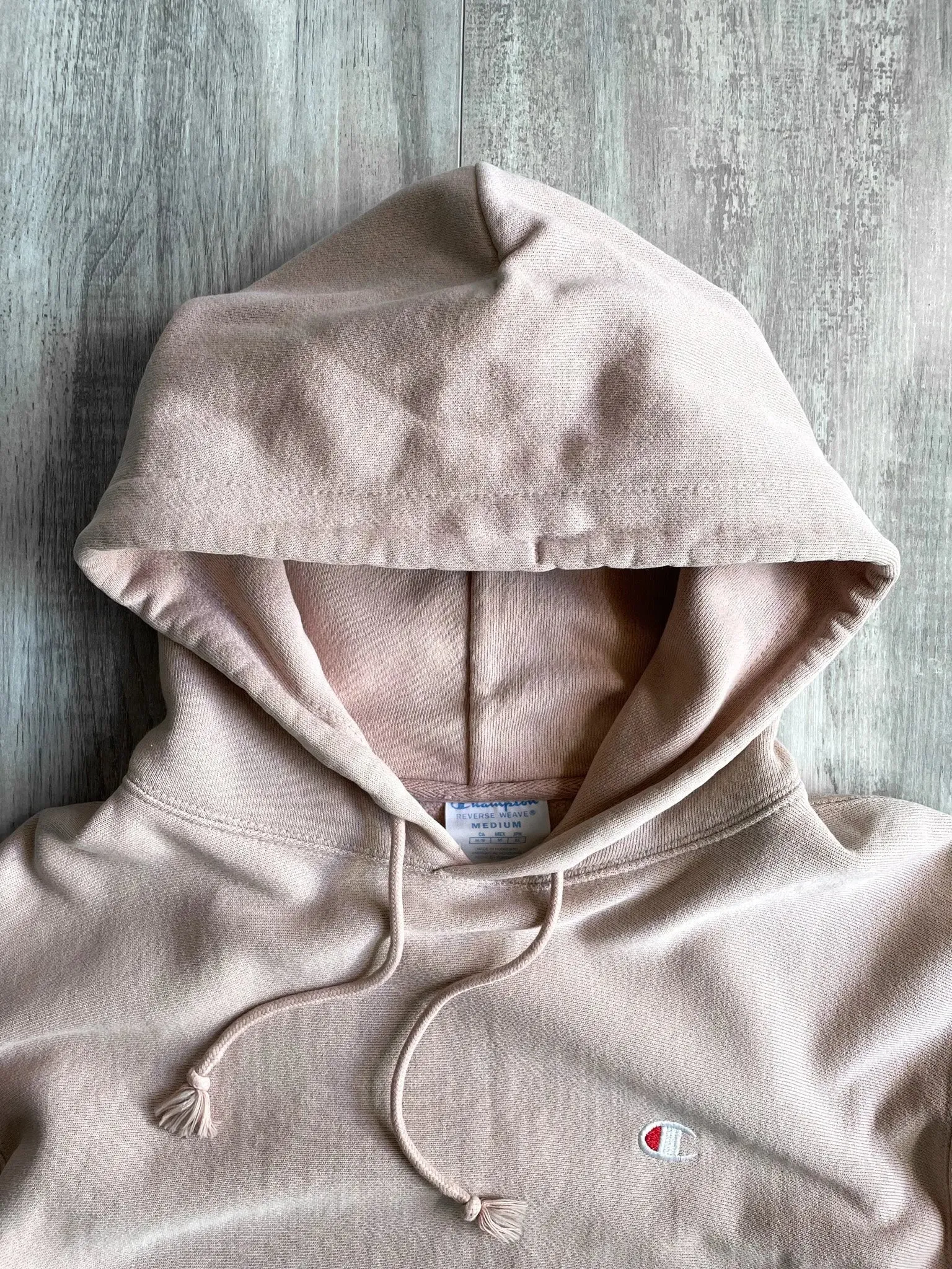 Champion Reverse Weave Pink Biege Hoodie - M