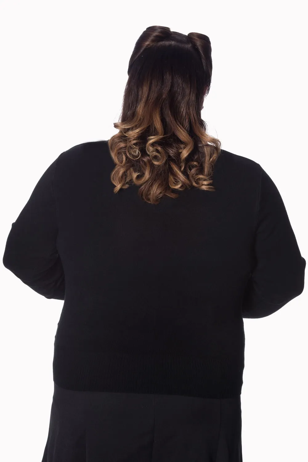 Cherry bow black plus size cardigan