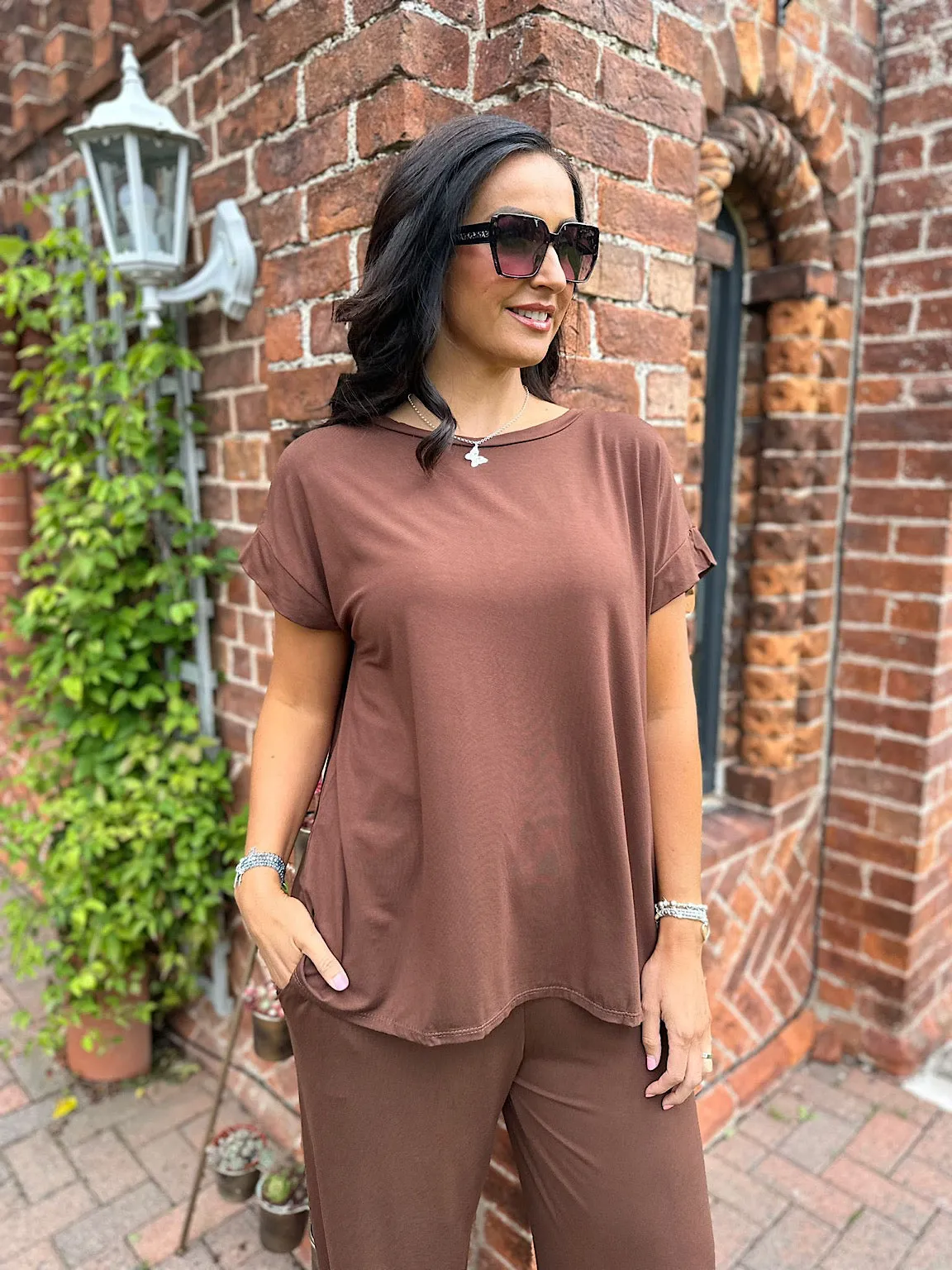 Chocolate Brown Round Neck Top - Tammy by [Brand]