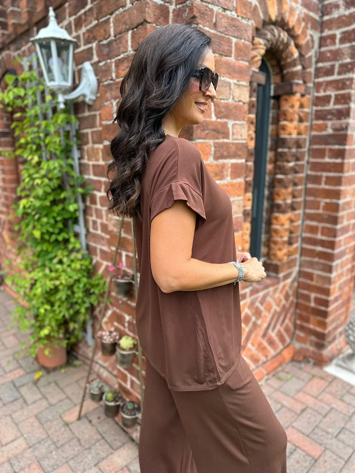 Chocolate Brown Round Neck Top - Tammy by [Brand]