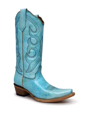 Corral Sky Blue Hand Painted Boots for Women.