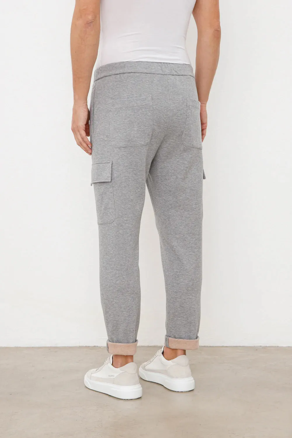 Cotton Fleece Cargo Jogger Trouser in Slate - Shop Now