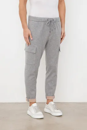 Cotton Fleece Cargo Jogger Trouser in Slate - Shop Now