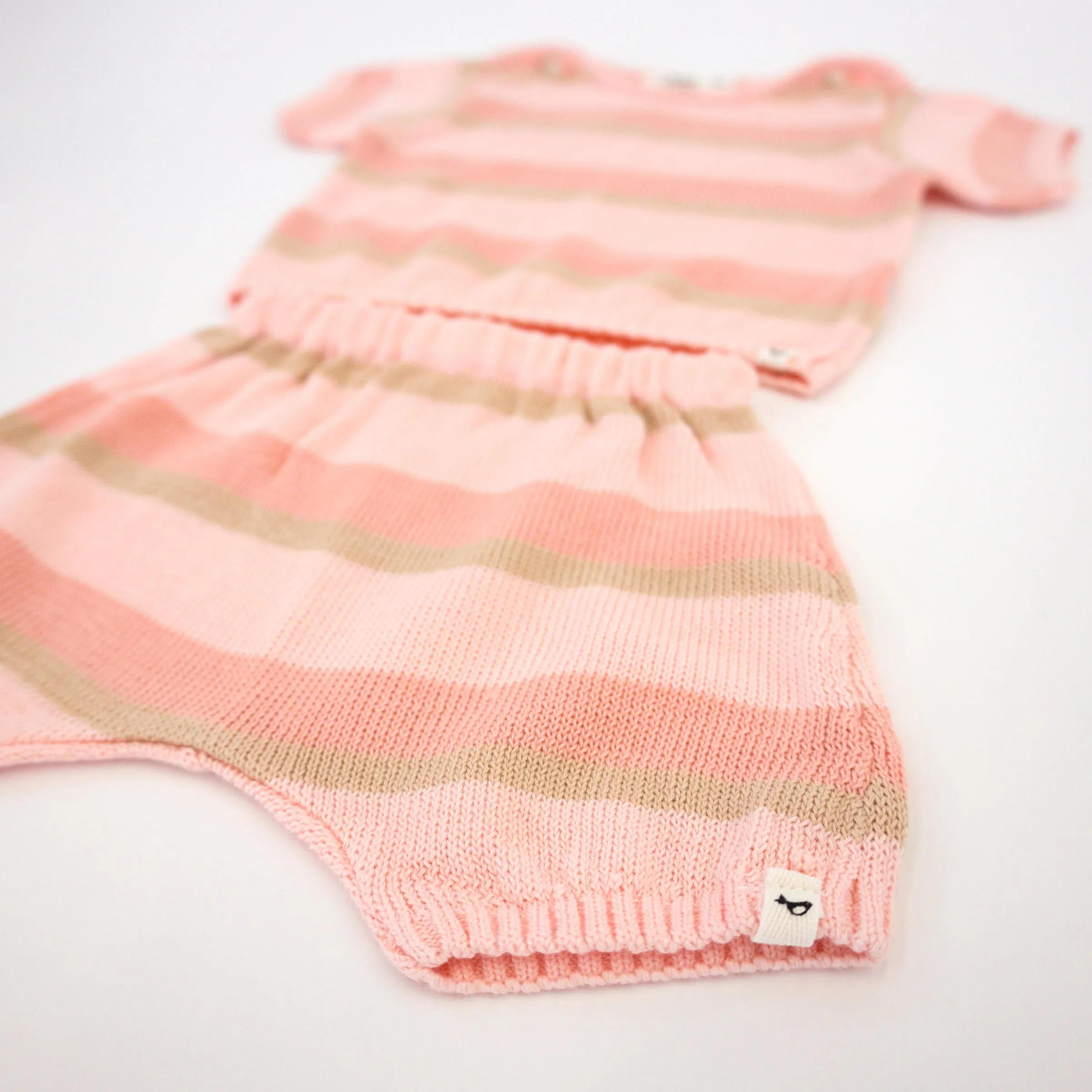 Country Club Knitted Short Set - Apricot Stripe for Babies