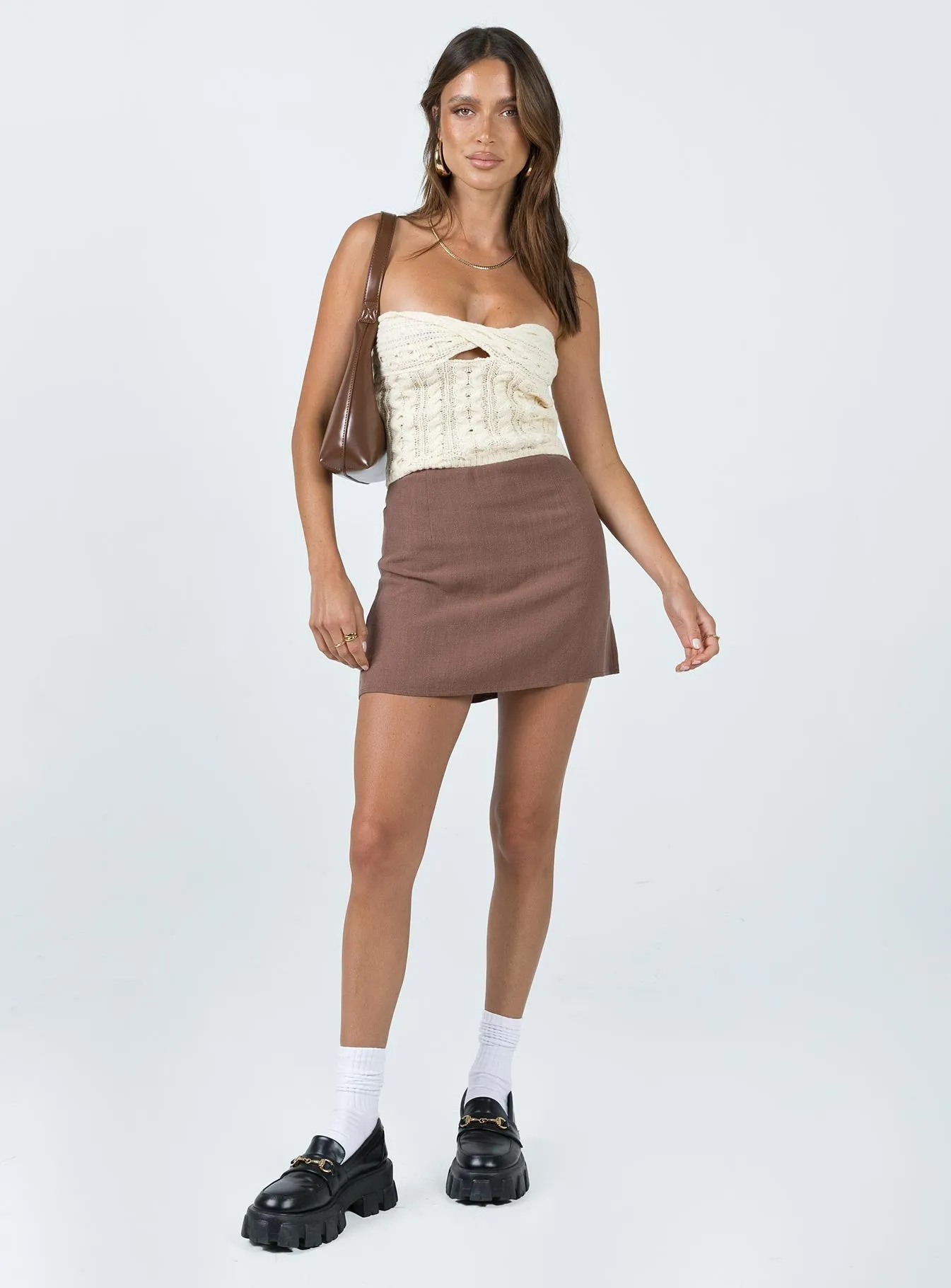 Cream Strapless Knit Top