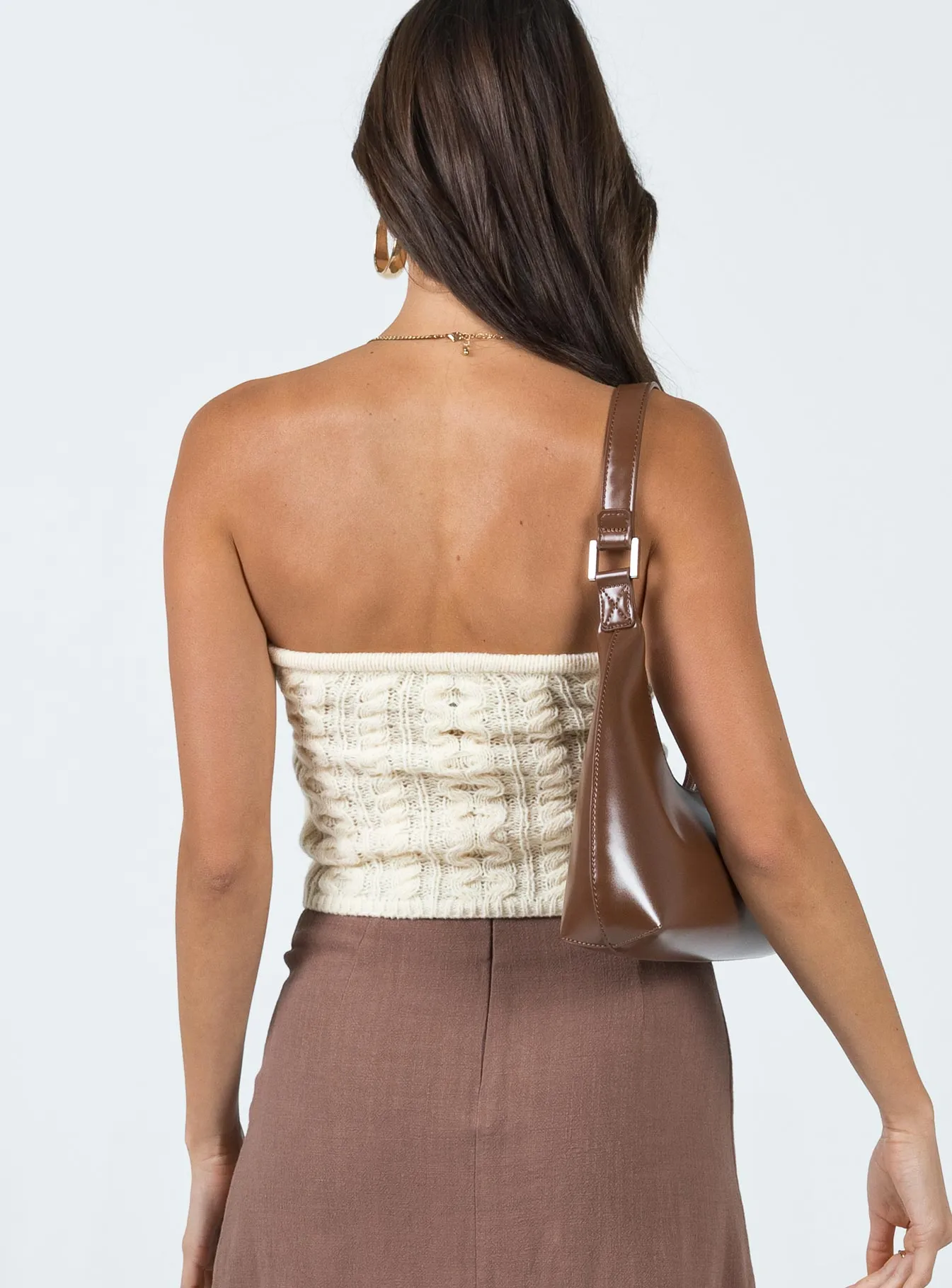 Cream Strapless Knit Top