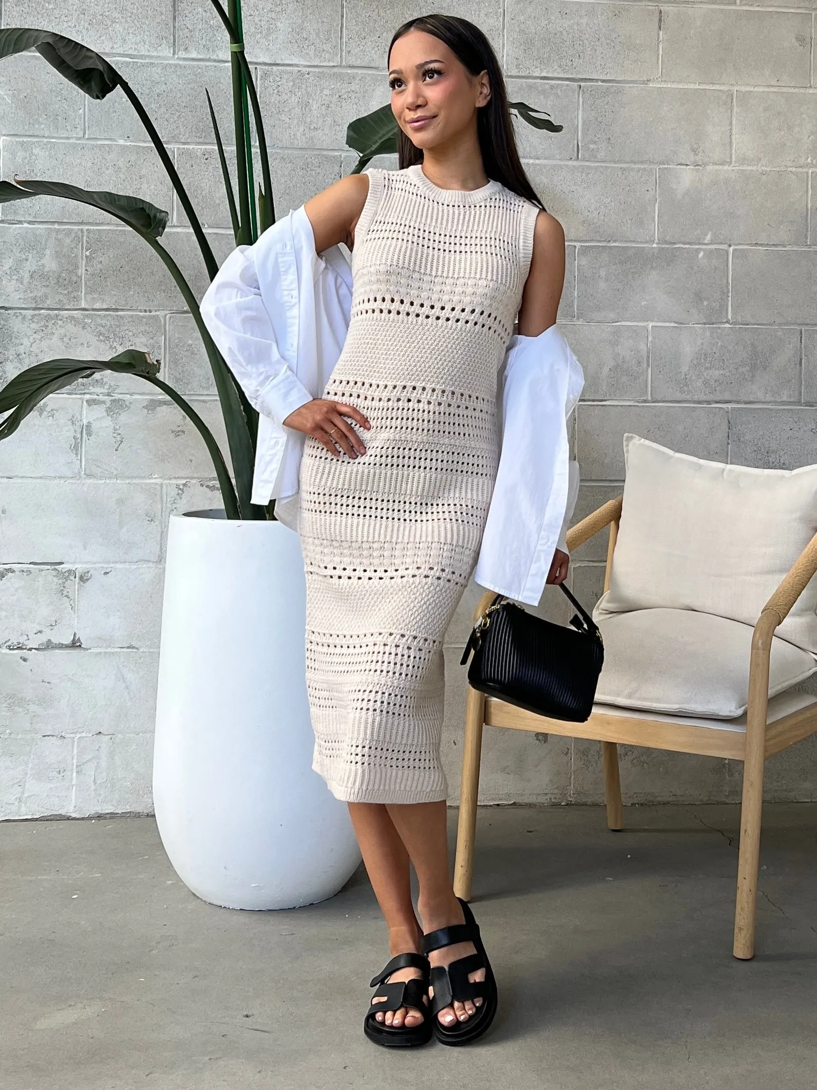 Crochet Knit Midi Dress by RD STYLE