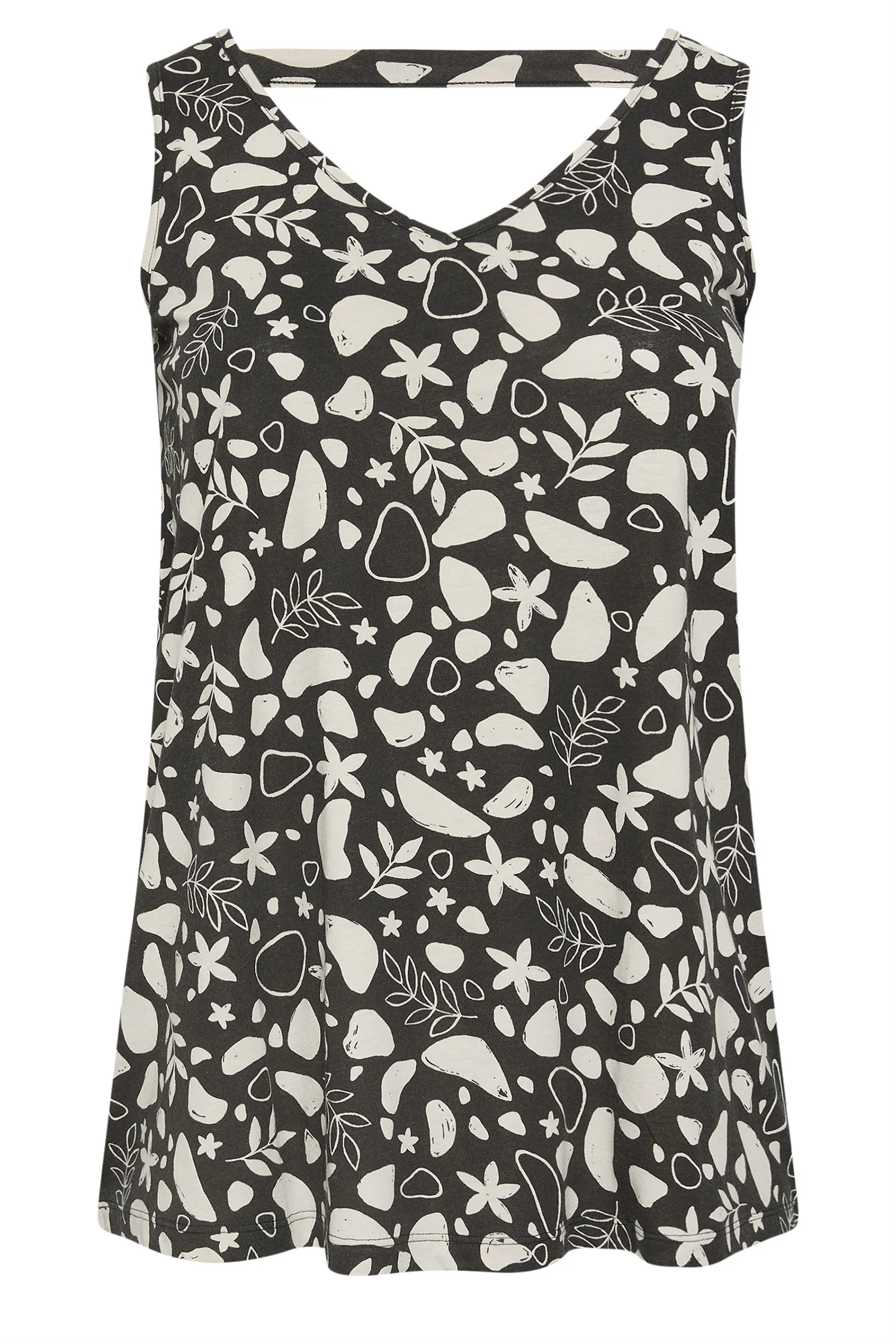 Curve Black Tropical Print Vest Top by YOURS