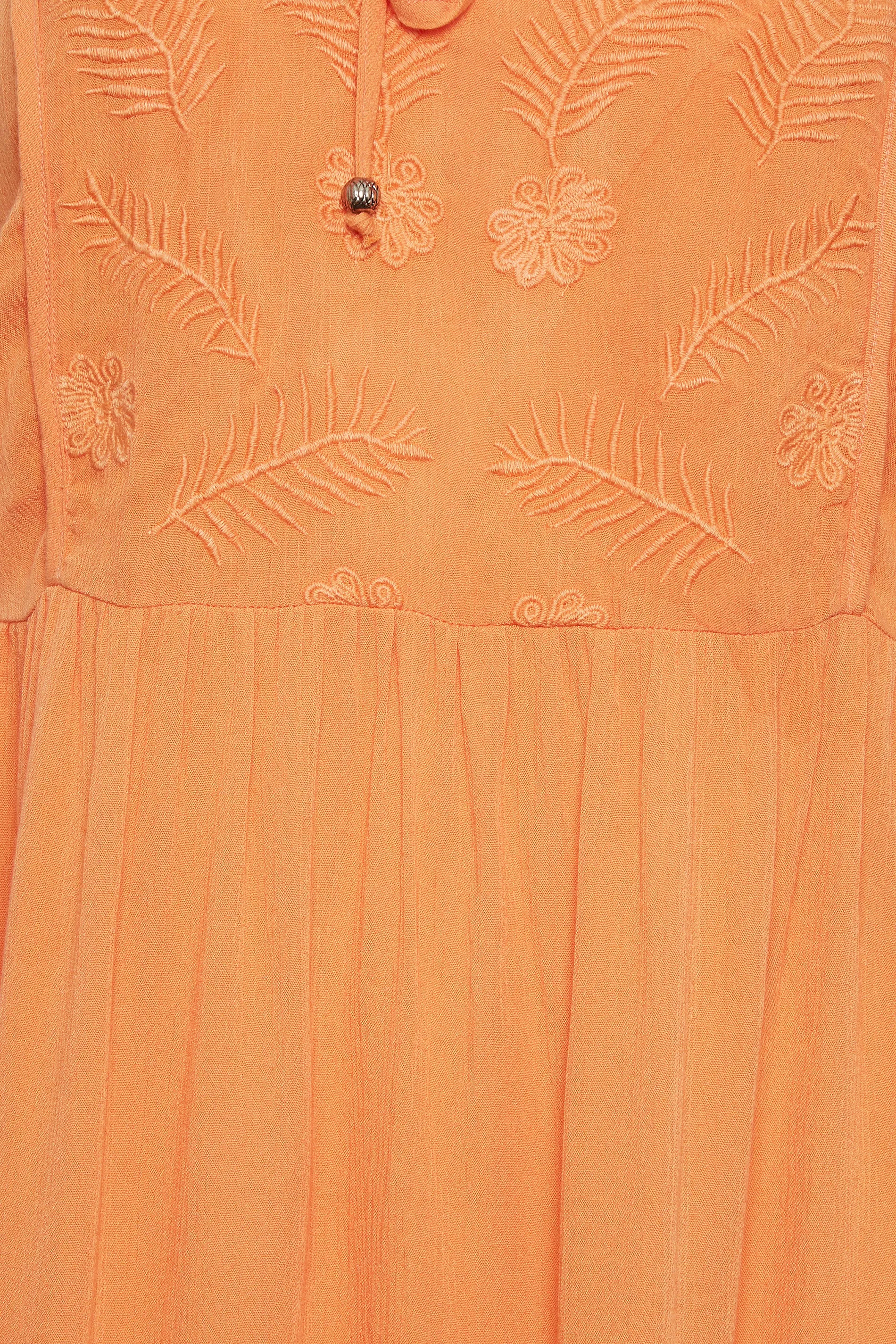 Curve Orange Embroidered Peplum Vest Top - YOURS Curve Featured Vest in Eye-Catching Orange with Beautiful Embroidered Details