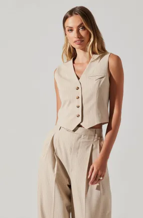 Darcie Pinstripe Vest with Buttoned Front