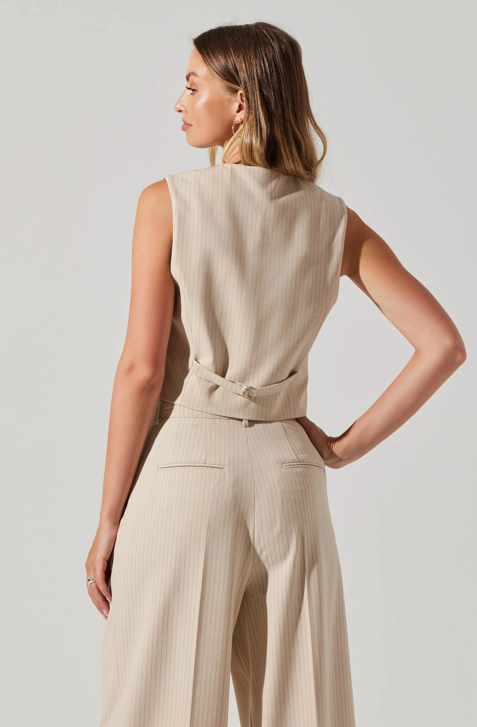 Darcie Pinstripe Vest with Buttoned Front