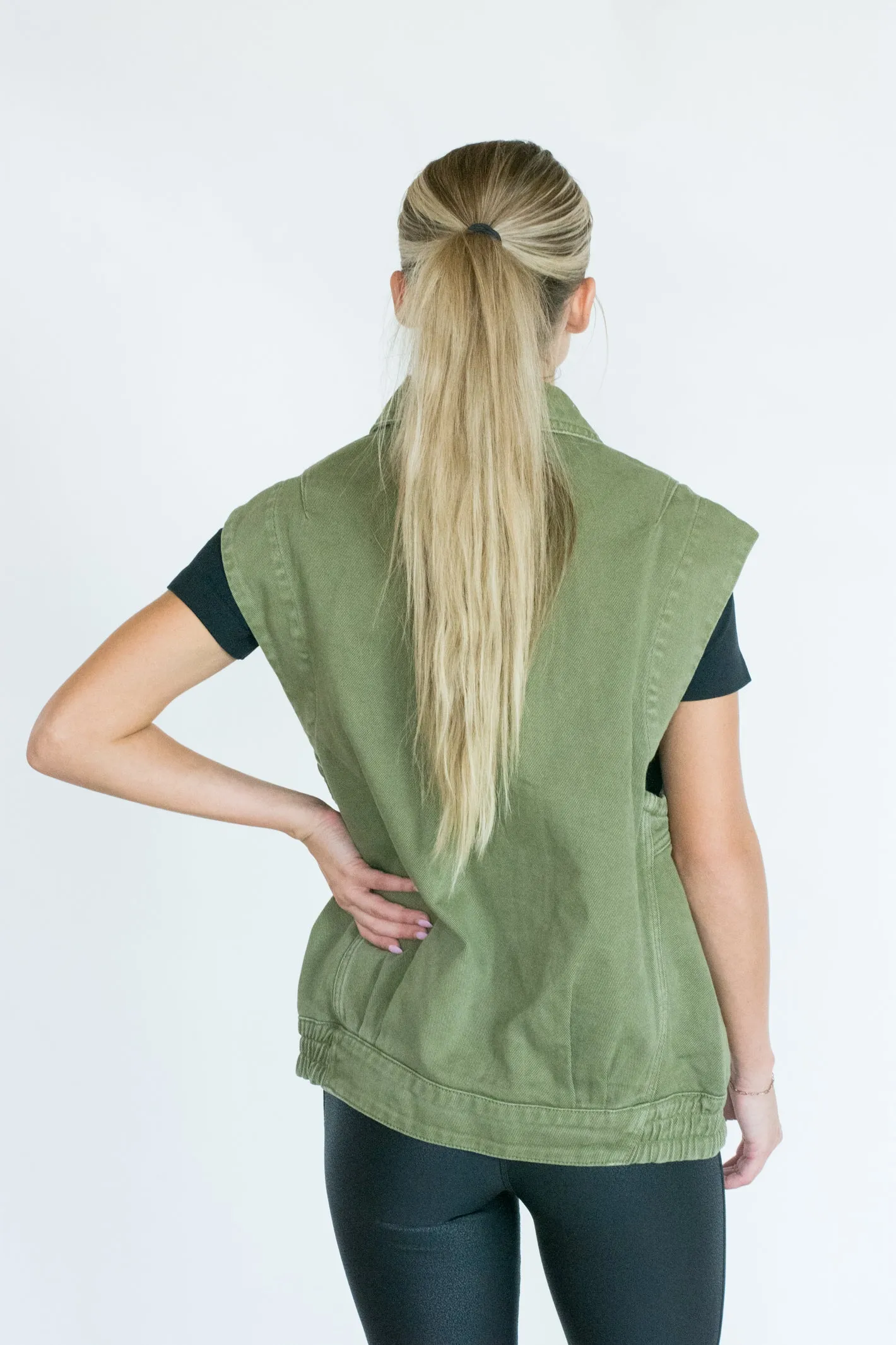 Day Seize Olive Washed Denim Vest