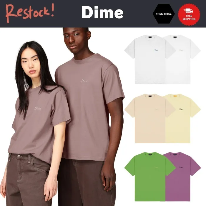 Dime  |Crew Neck Plain Cotton Short Sleeves Logo Skater Style