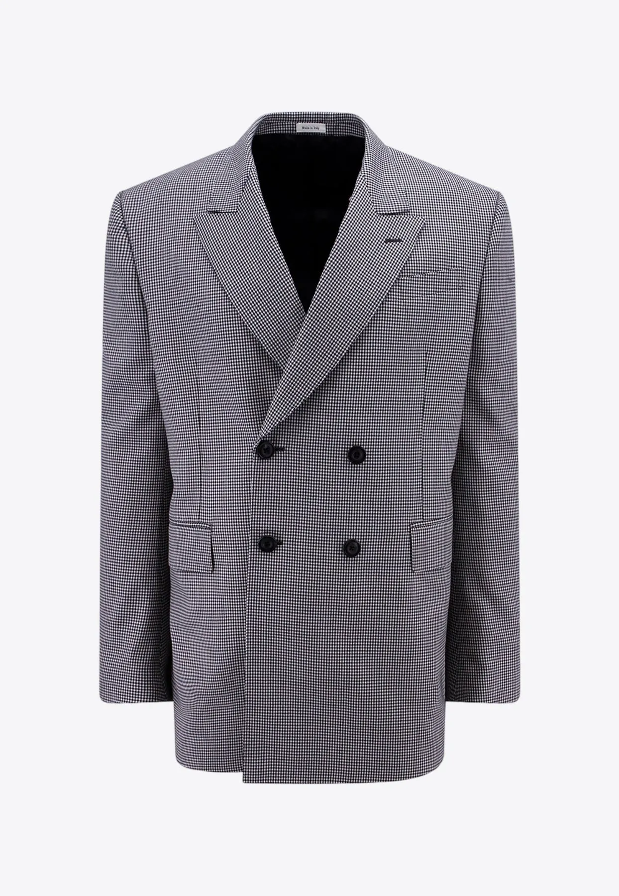 Double-Breasted Houndstooth Blazer