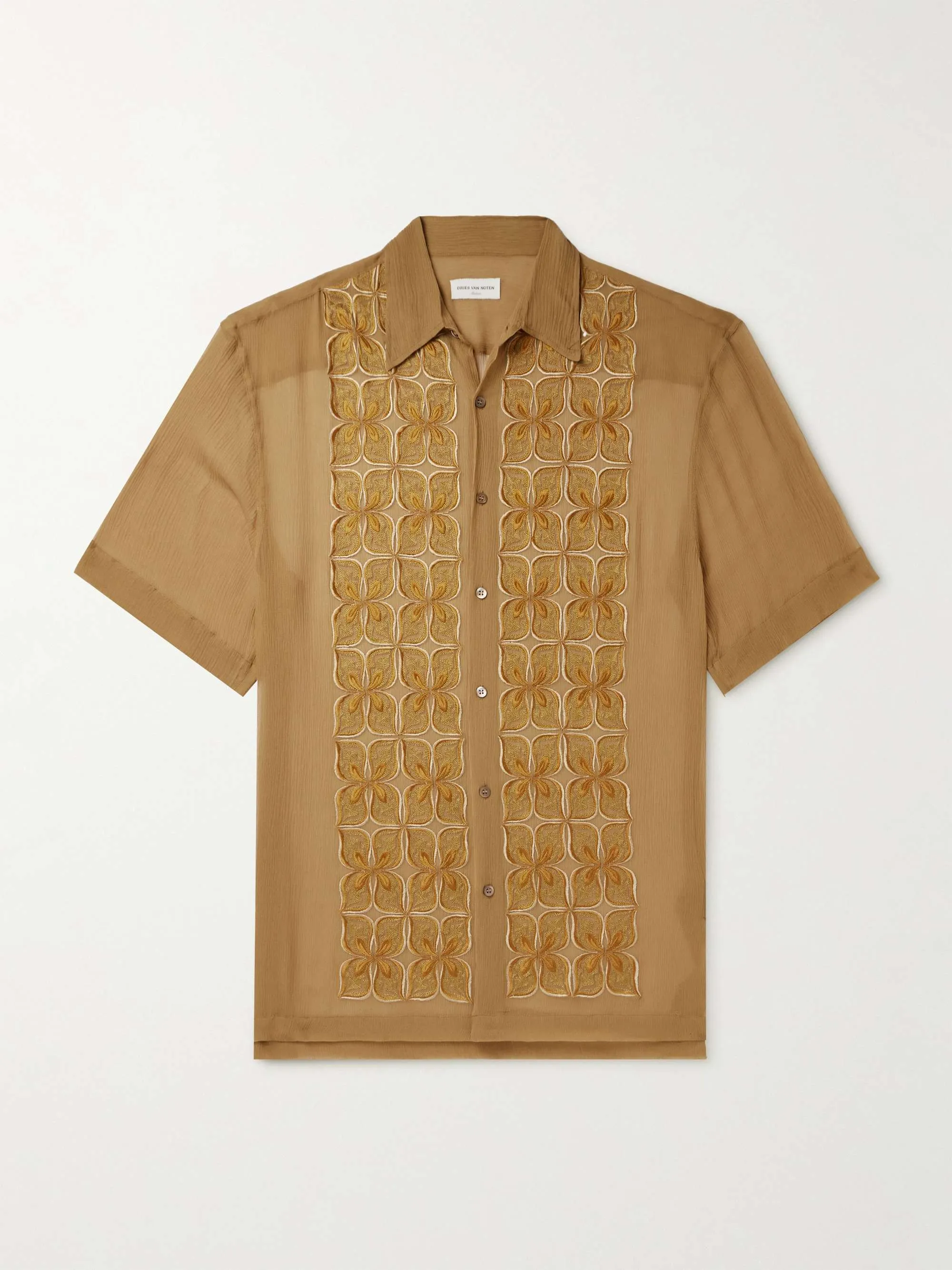 Dries Van Noten  |Flower Patterns Silk Street Style Short Sleeves Designers