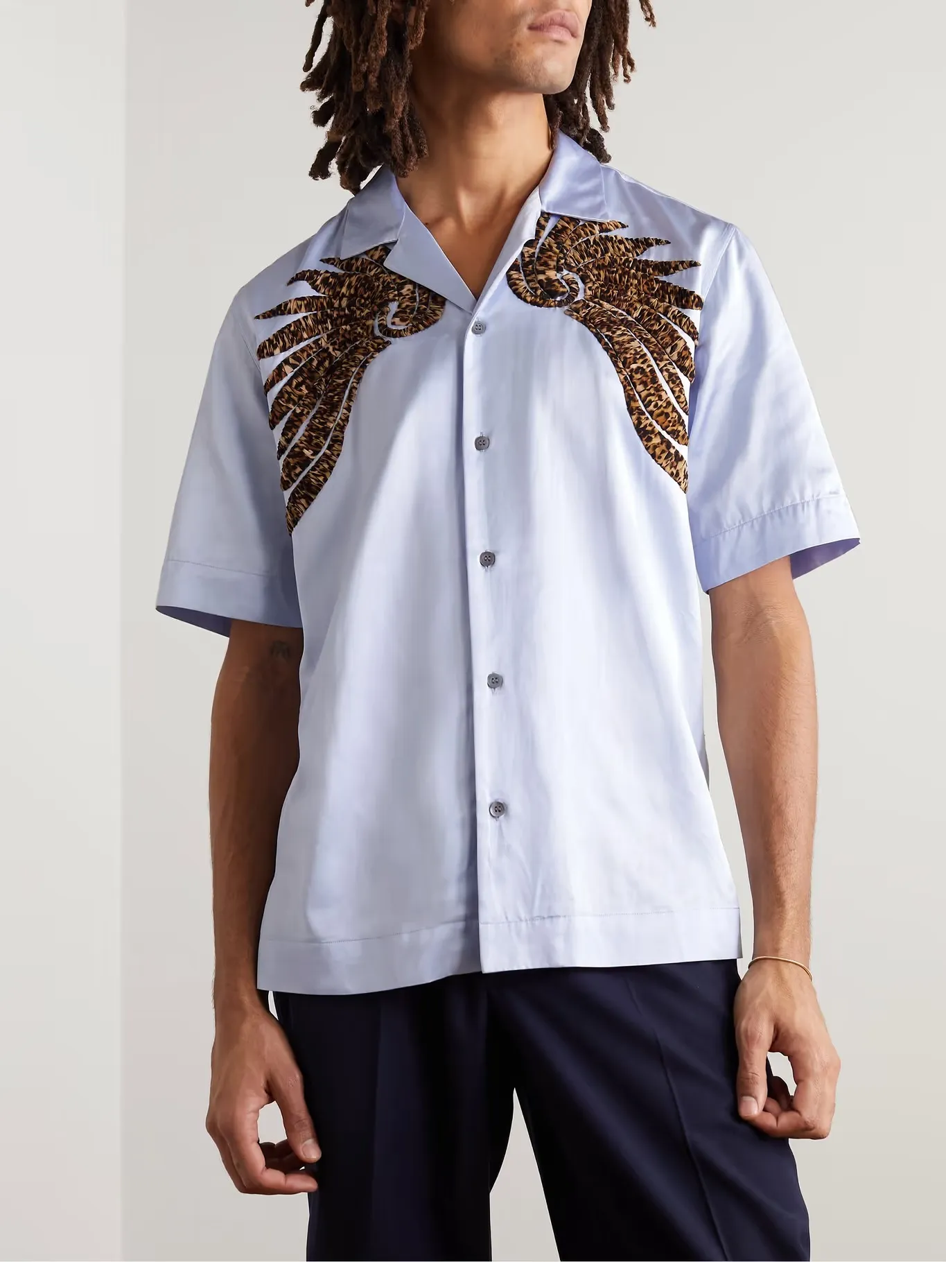 Dries Van Noten  |Leopard Patterns Blended Fabrics Cotton Short Sleeves