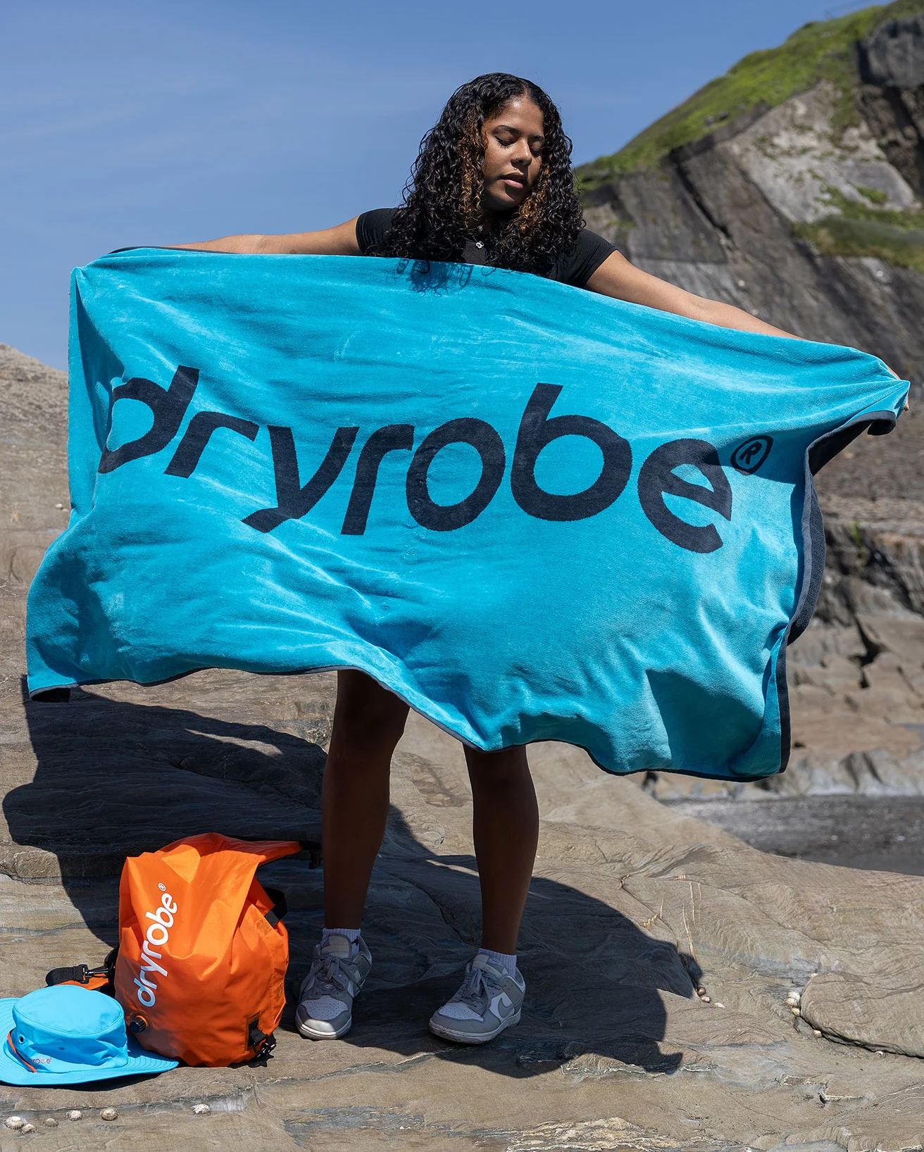 dryrobe Beach Towel - Blue Charcoal Grey