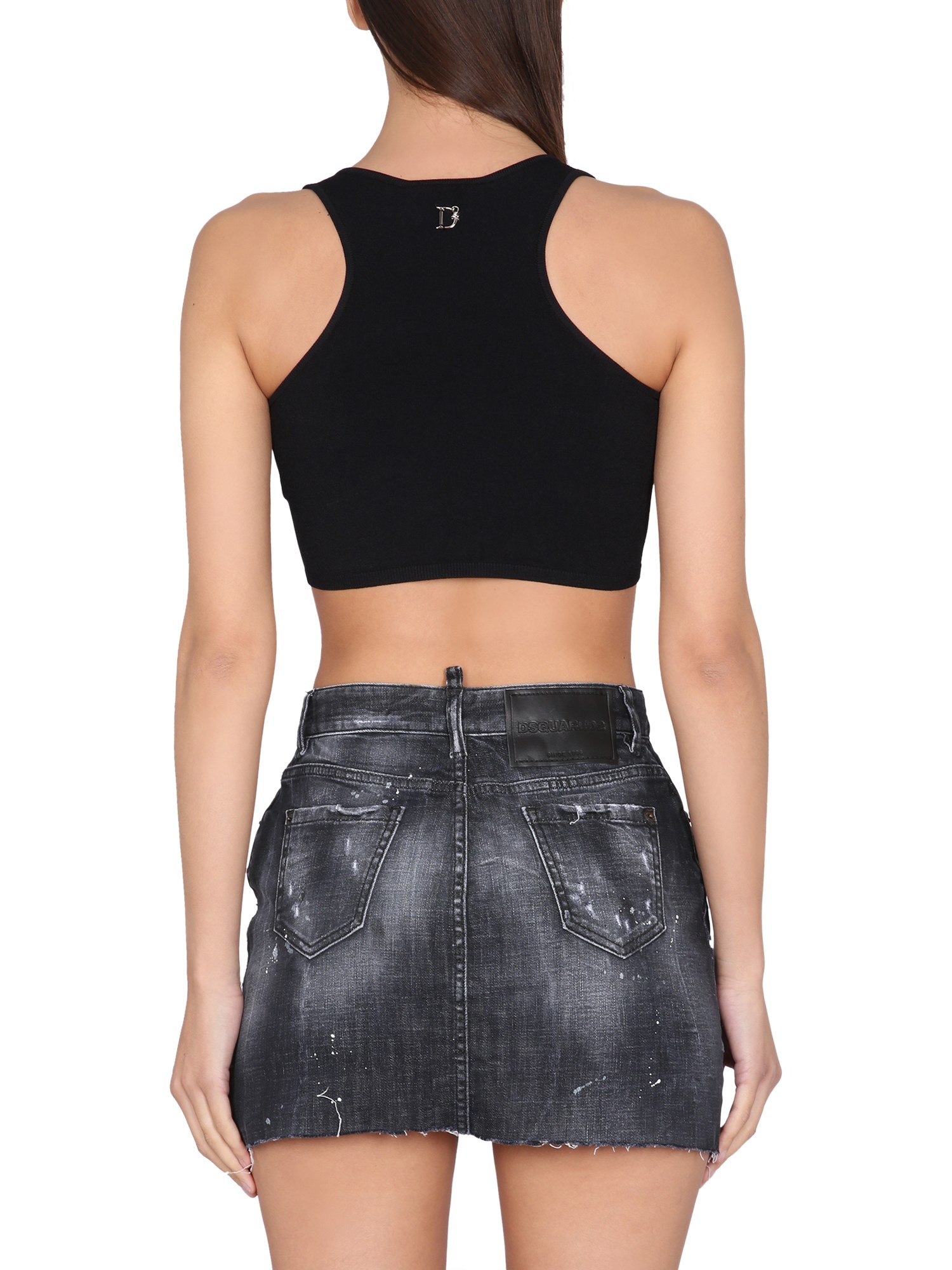 DSQUARED    VISCOSE TOP WITH CUT-OUT DETAILS