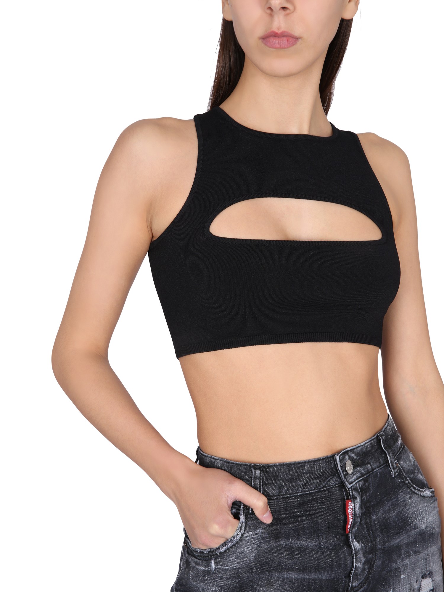 DSQUARED    VISCOSE TOP WITH CUT-OUT DETAILS