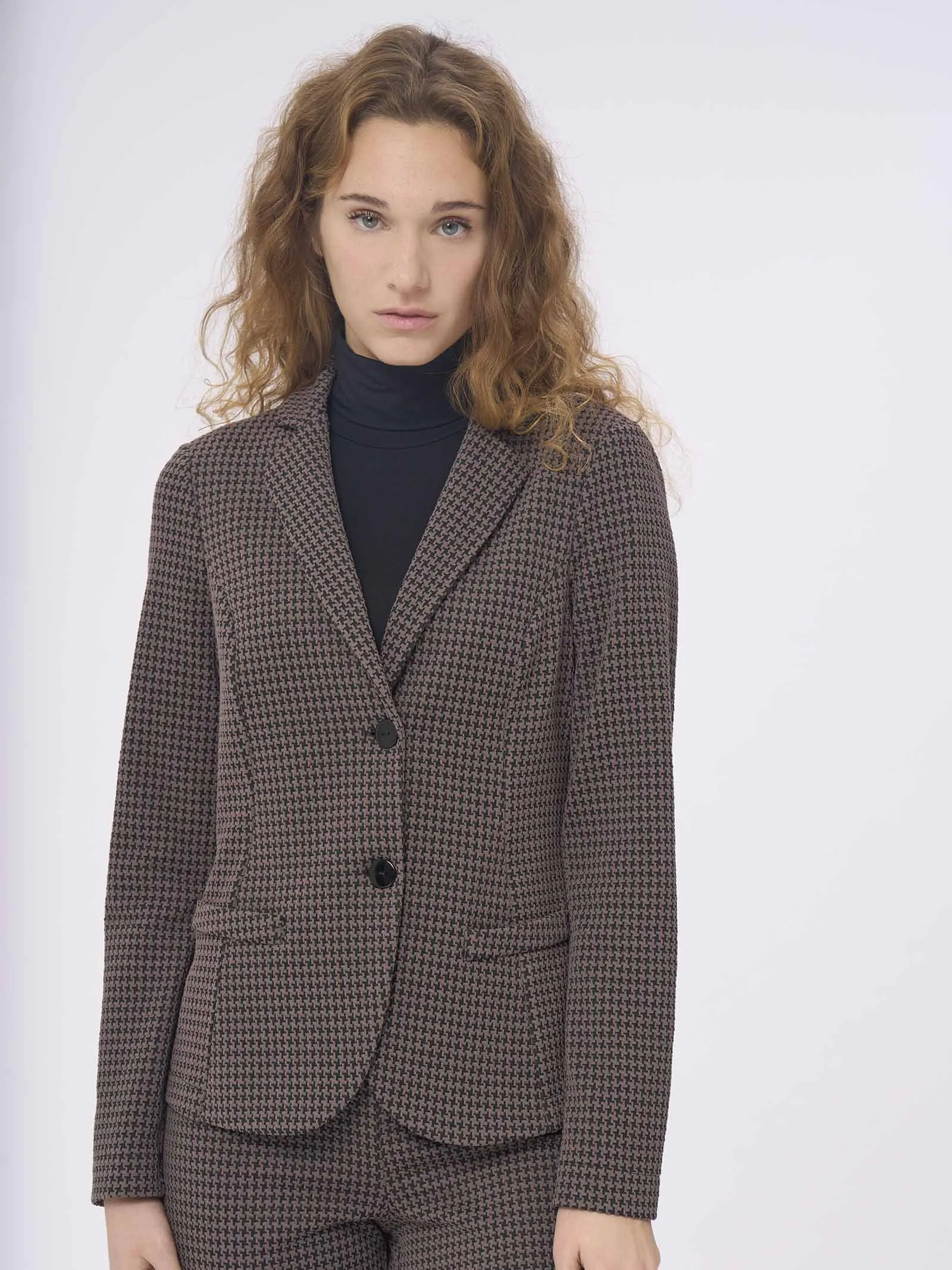 Eco Jacquard two-button blazer - FANT.PINE BARK