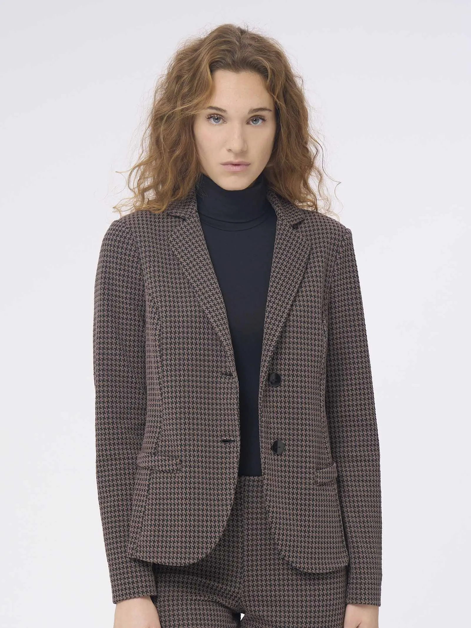 Eco Jacquard two-button blazer - FANT.PINE BARK