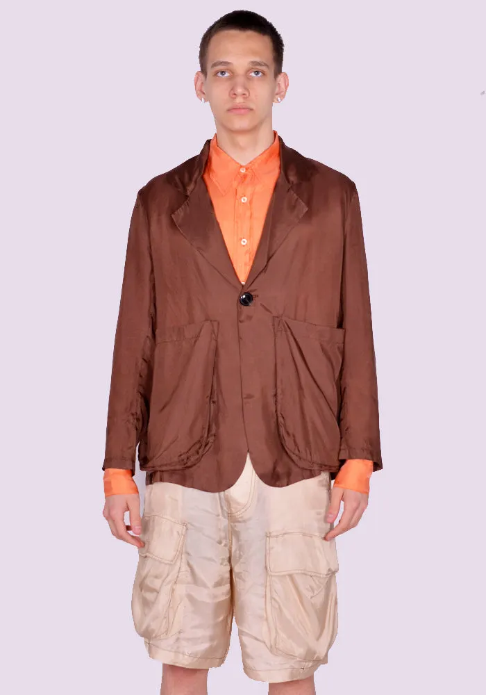 EDWARD CUMING SS23-B07 CINCHED SAG BLAZER BROWN