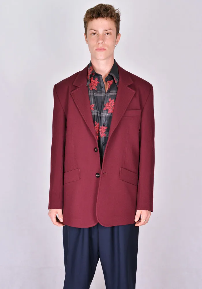 ERNEST W. BAKER BL18 SINGLE BREASTED WELT POCKET BLAZER BORDEAUX