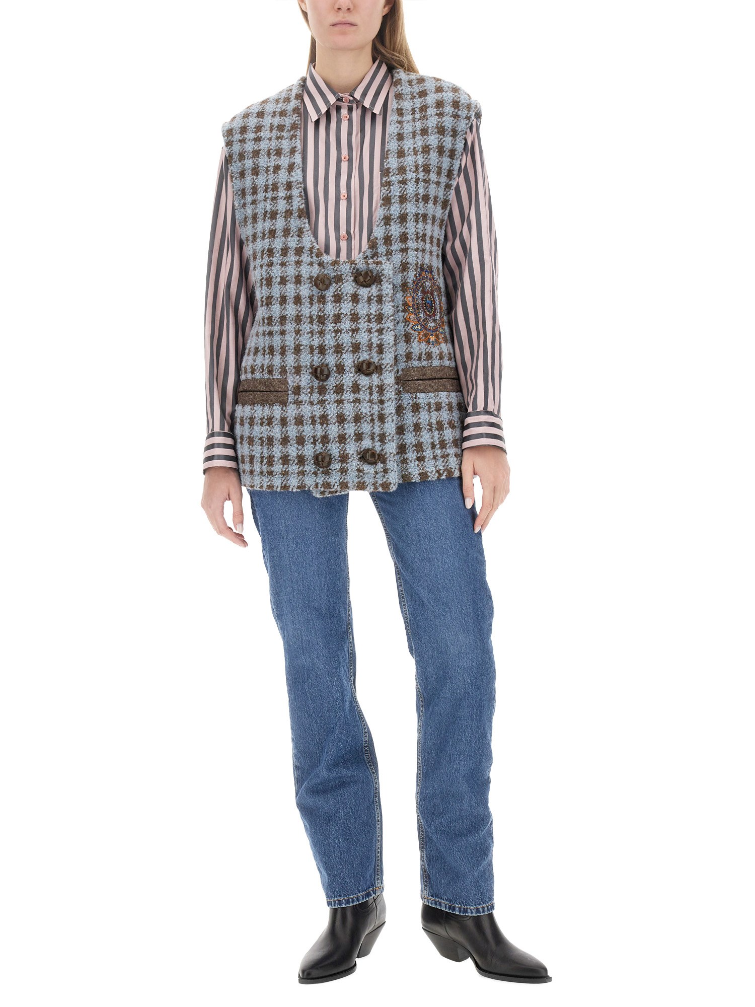 ETRO Houndstooth Embroidered Over Vest | Shop Now