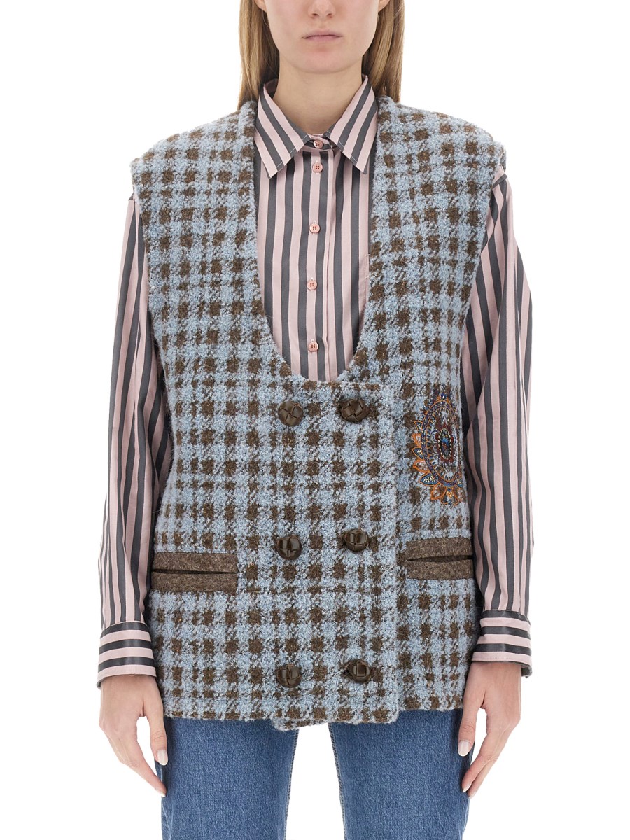 ETRO Houndstooth Embroidered Over Vest | Shop Now