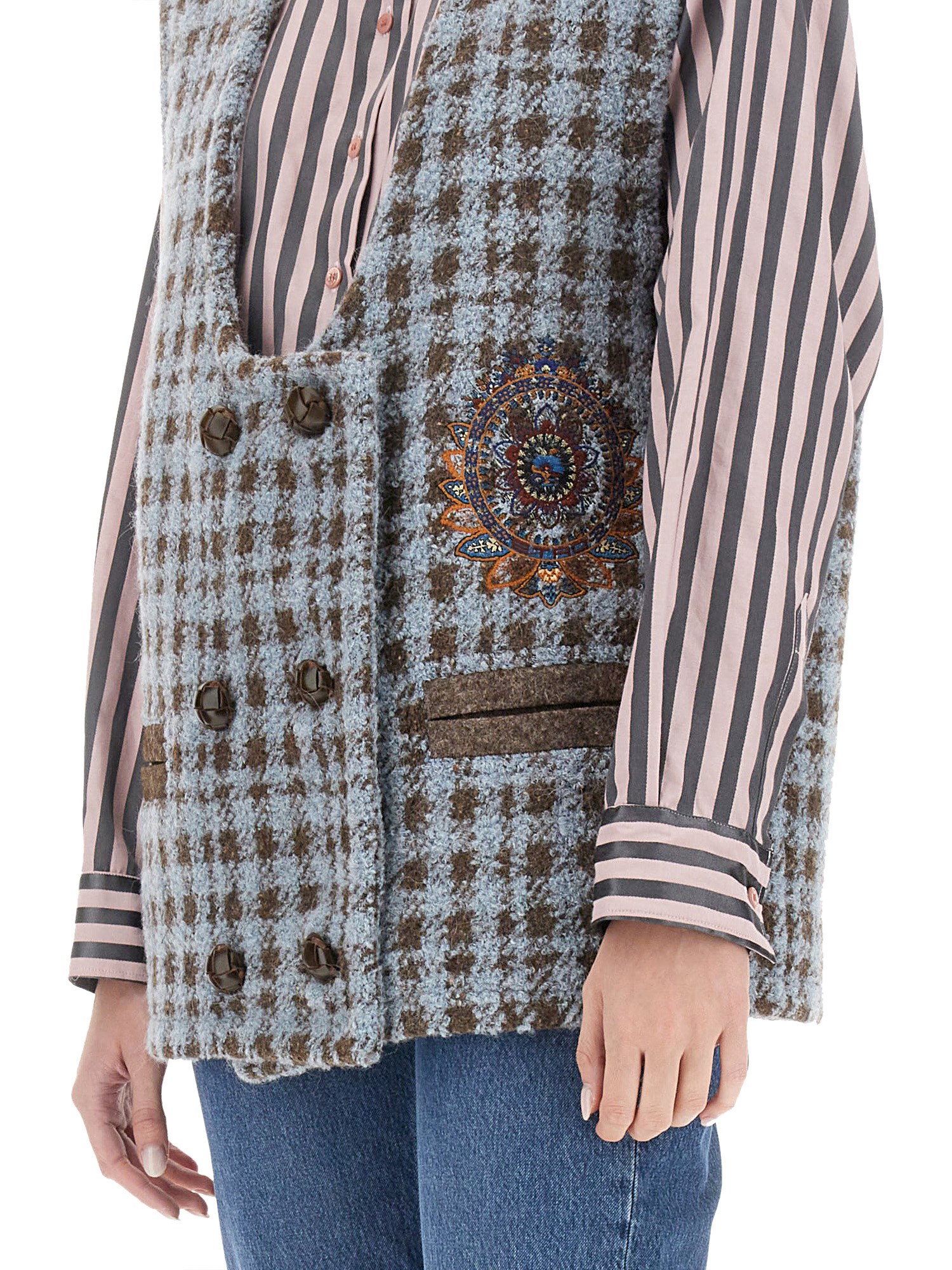 ETRO Houndstooth Embroidered Over Vest | Shop Now