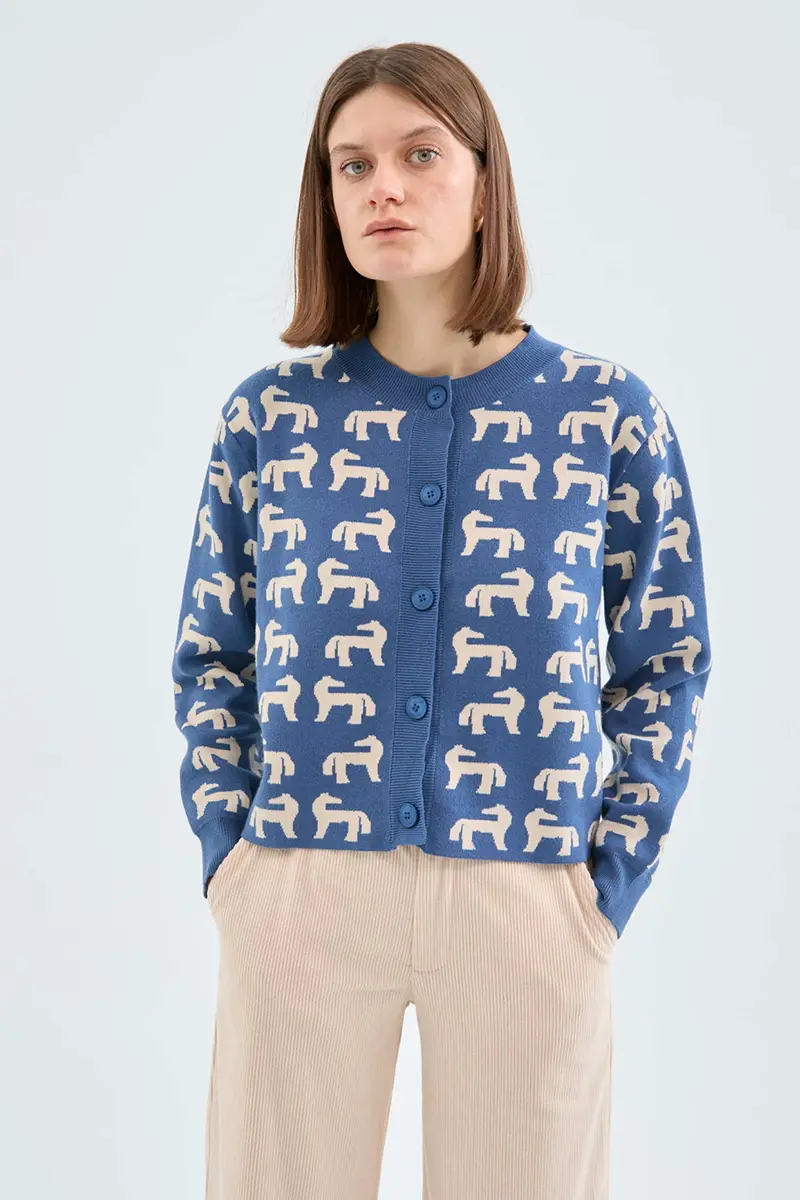 FANTASTICA COMPANY | Fine knit horse print cardigan