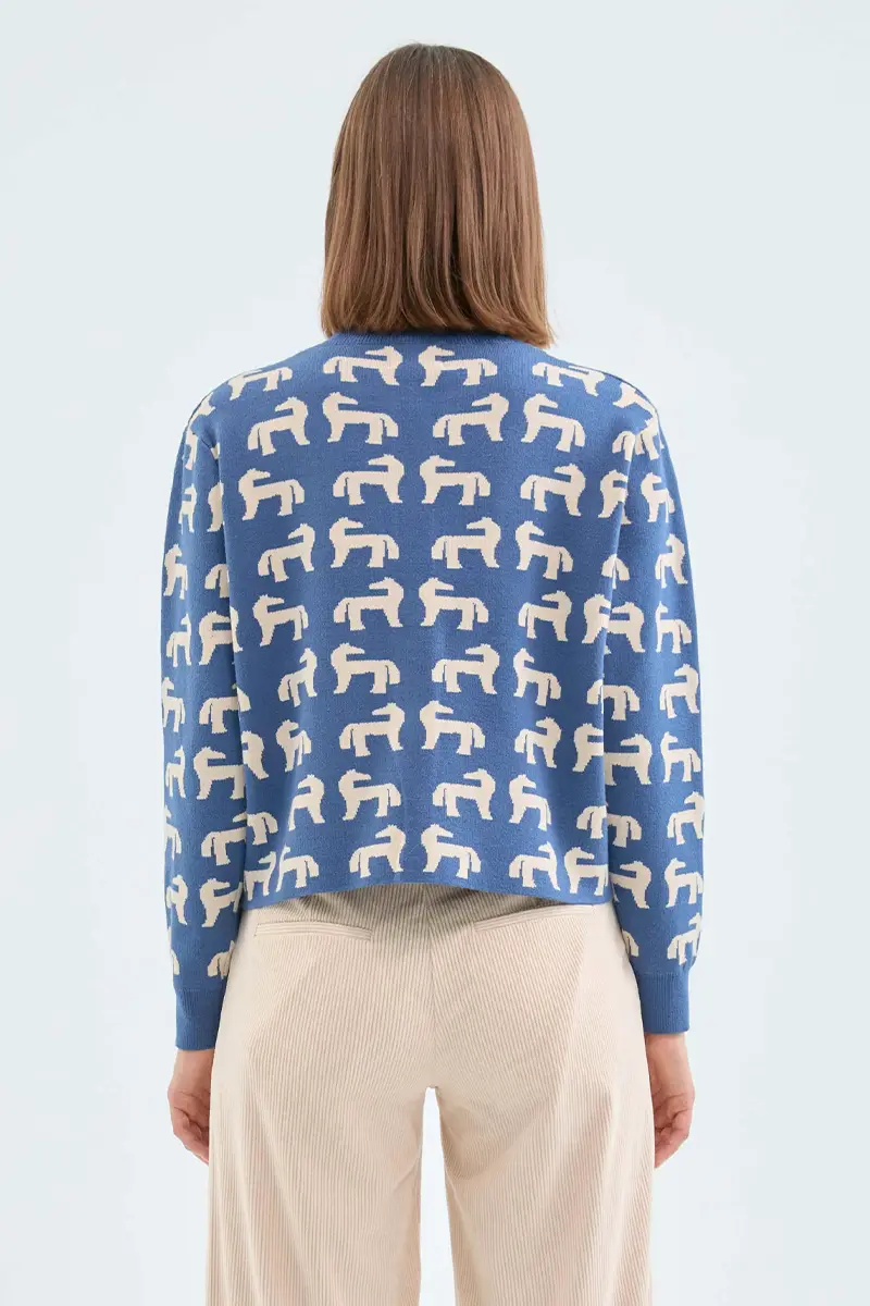 FANTASTICA COMPANY | Fine knit horse print cardigan