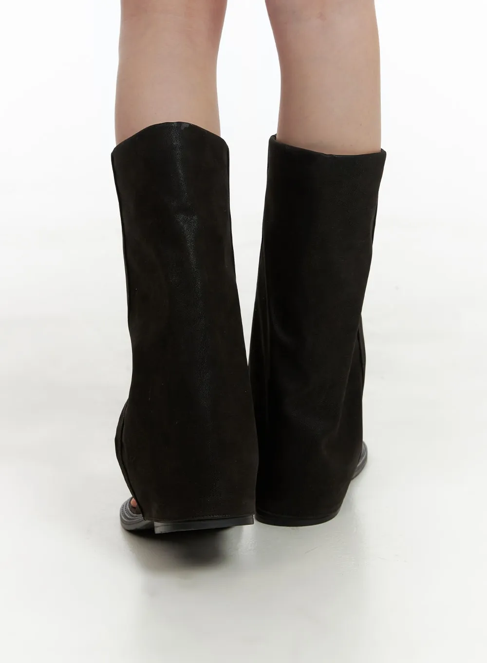 Faux Leather Long Boots | Open Toe | CA411