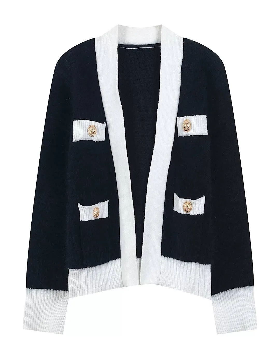 Faux Mohair Cardigan with Contrast Border