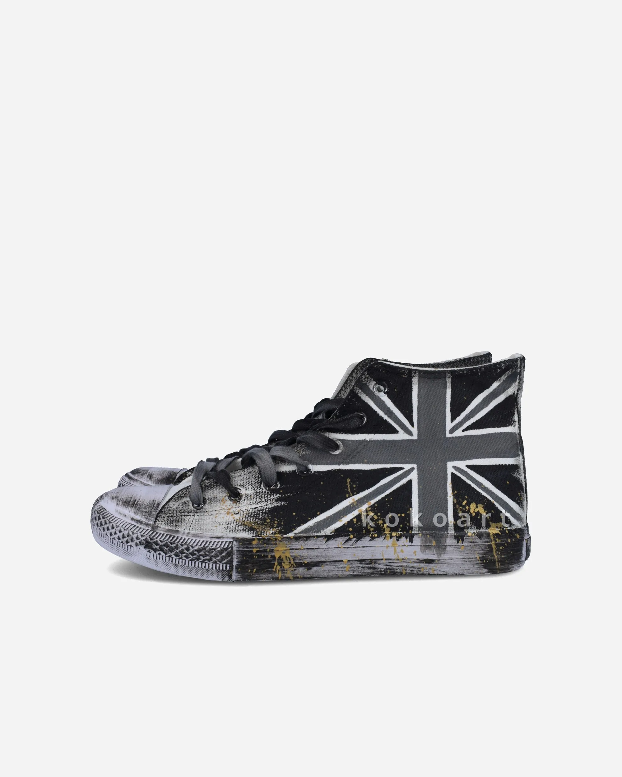 Flag Hand Painted Black & White Shoes