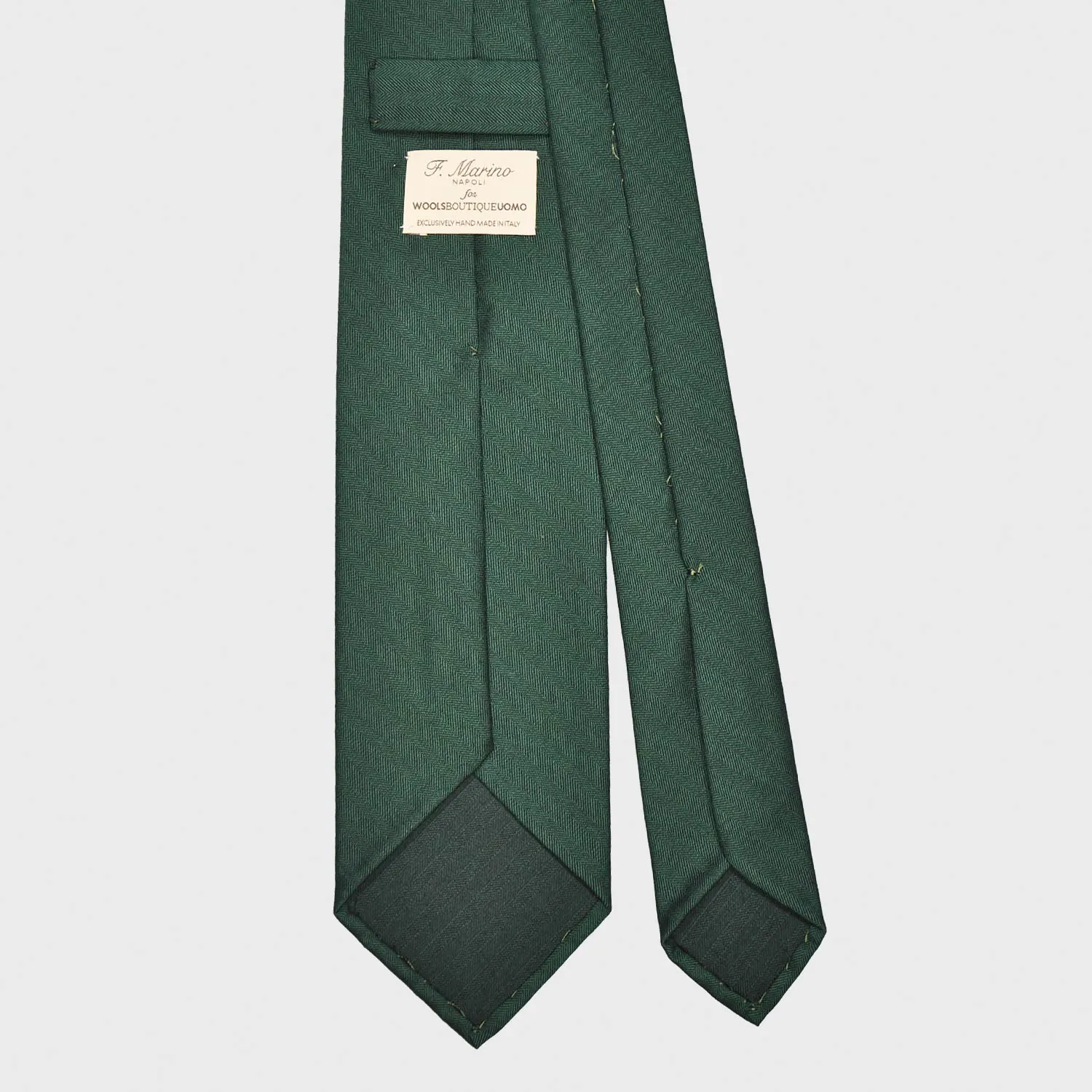 F.Marino Solaro 3-Fold Tie in Holland&Sherry Wool - Bottle Green