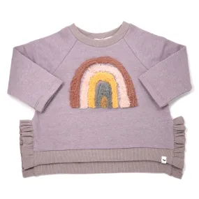 Fuzzy Rainbow Soho Ruffle Boxy Lavender Sweatshirt