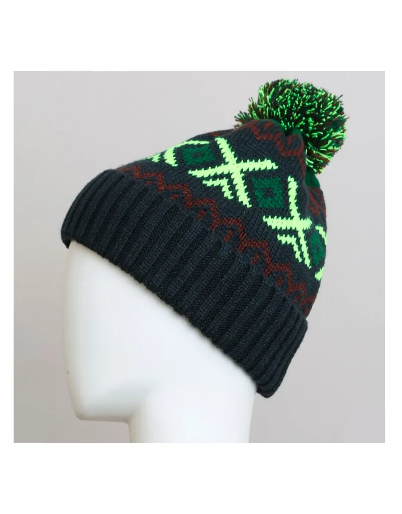 Geo Fairisle Pom Pom Beanie