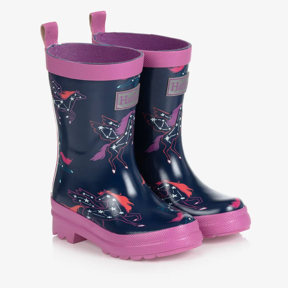 Girls Blue Pegasus Rain Boots