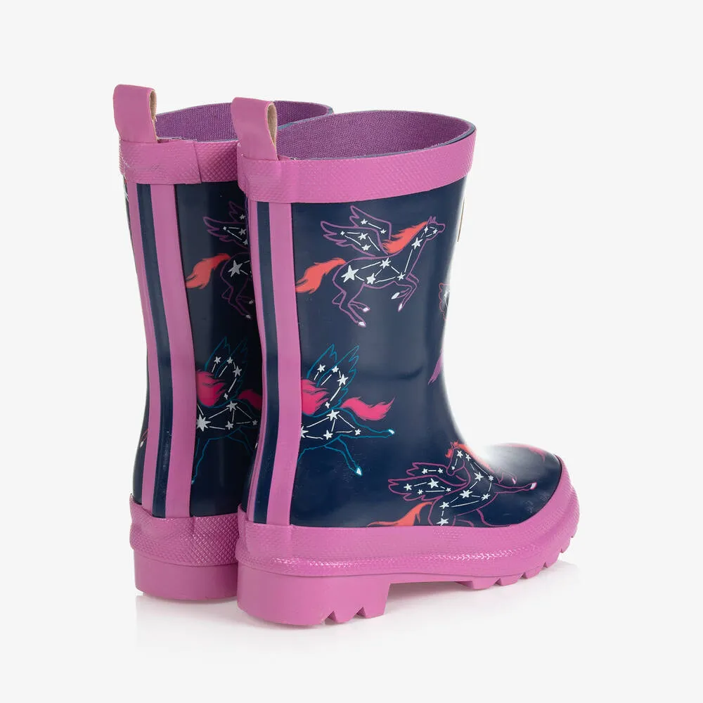 Girls Blue Pegasus Rain Boots