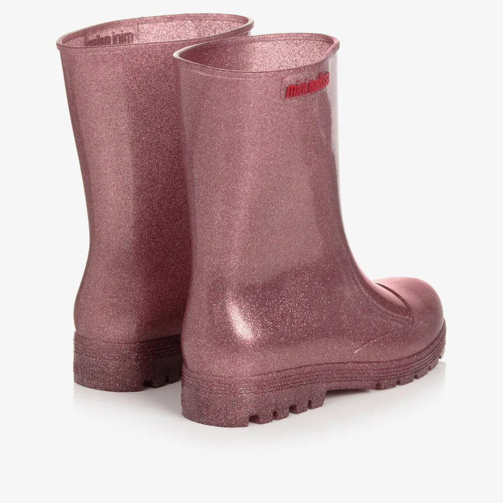 Girls Pink Glitter Rain Boots