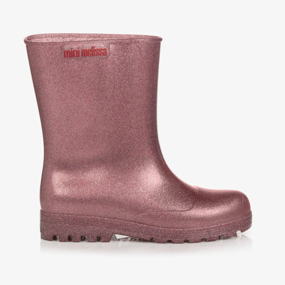 Girls Pink Glitter Rain Boots