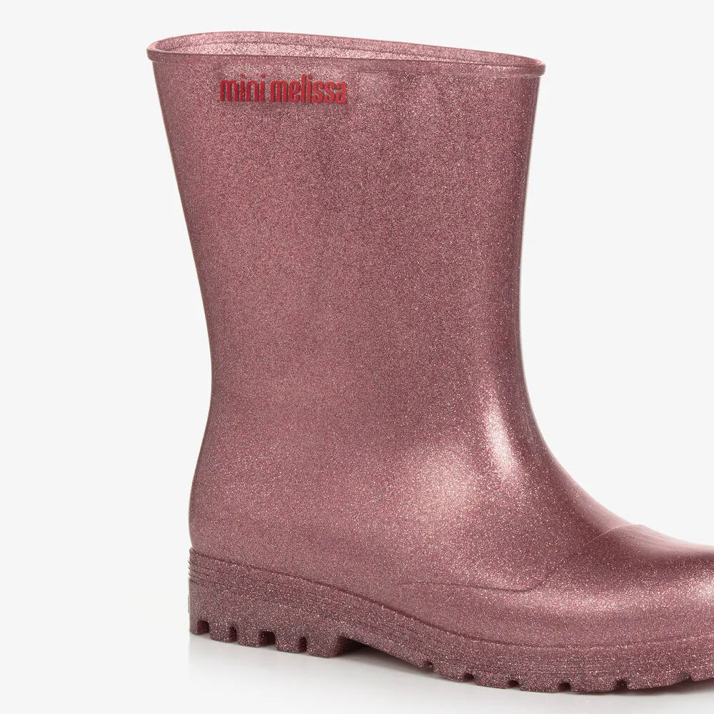 Girls Pink Glitter Rain Boots