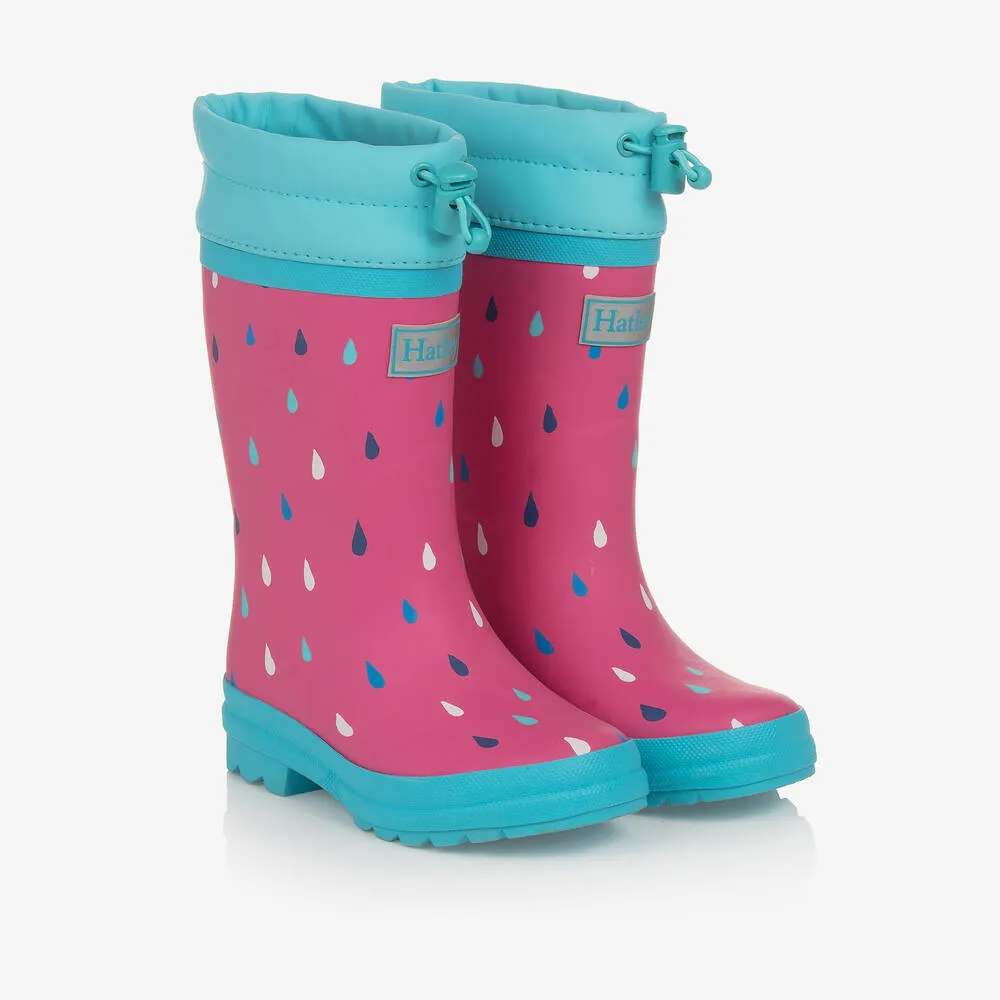 Girls Pink Tiny Drops Rain Boots