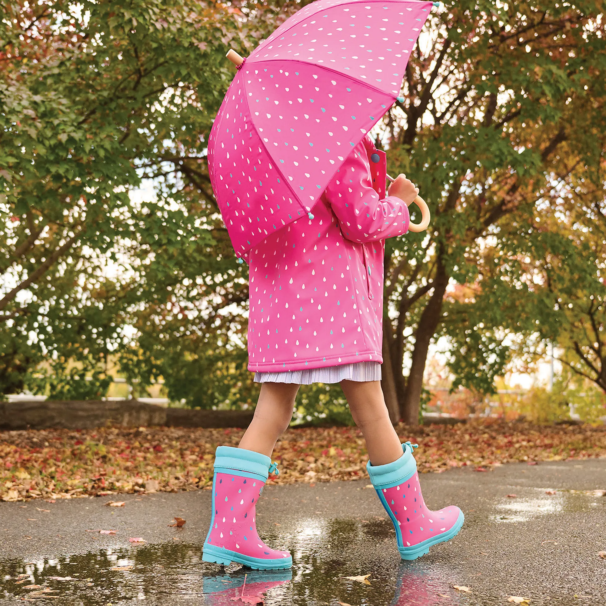 Girls Pink Tiny Drops Rain Boots