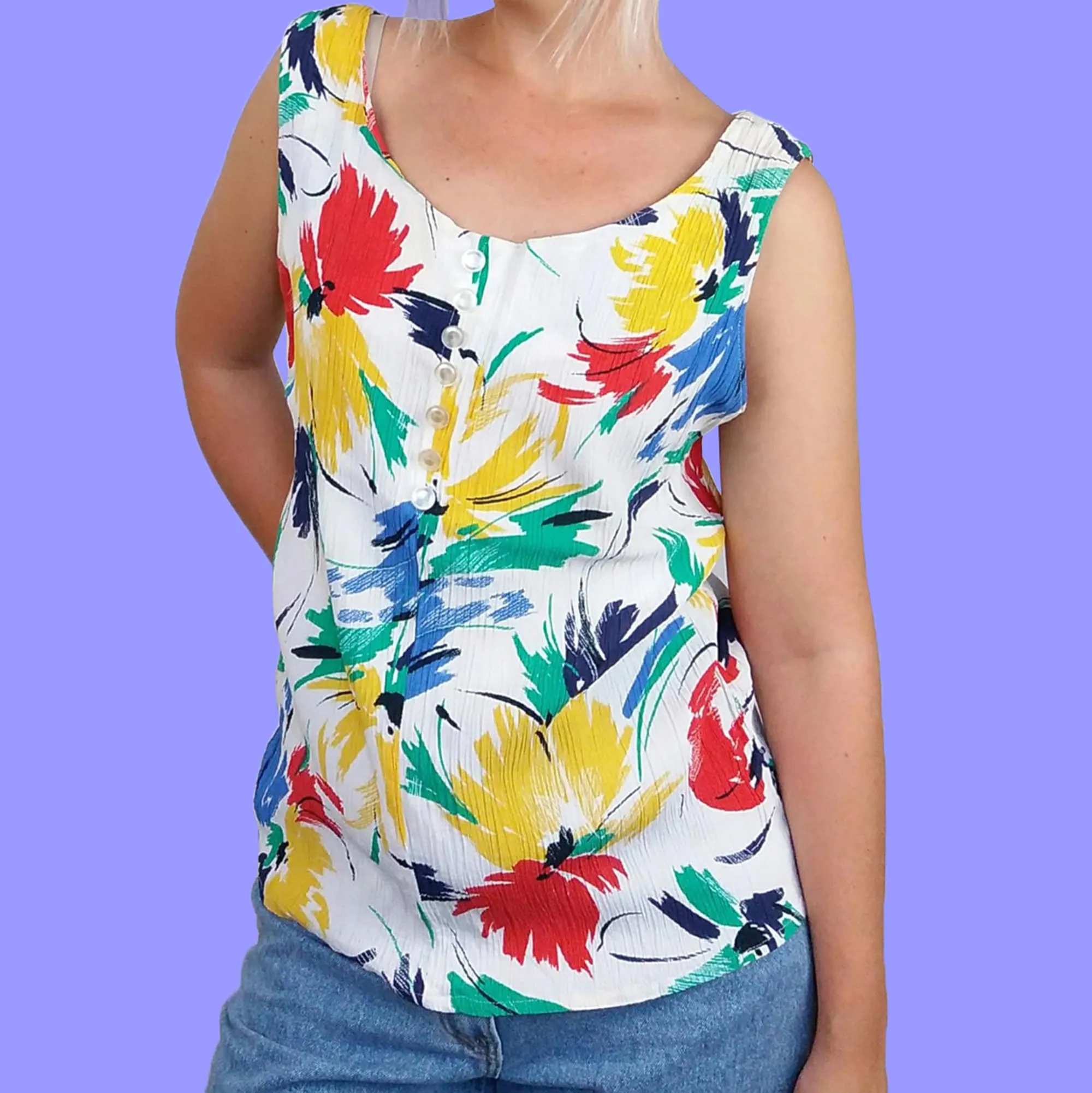 Graphic Floral Print Tank Top