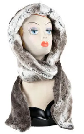 Gray Faux Fur Hooded Scarf - Birch